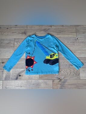 Mini Boden Wrecking Ball Appliqué Long Sleeve Shirt size 8-9